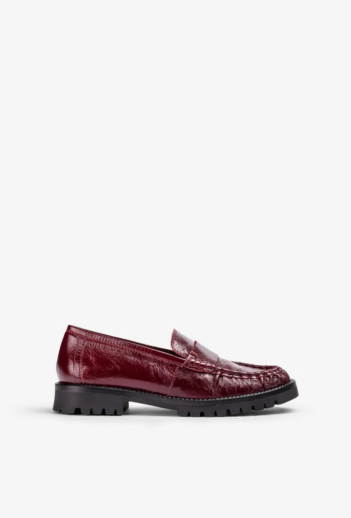 Unisa Burgundy Crinkle Patent Leather Loafer