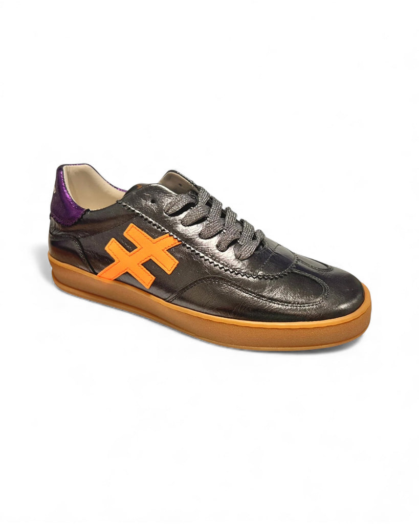 Another Trend Plomo Gum Sole Trainers with Orange & Purple Heel Tab