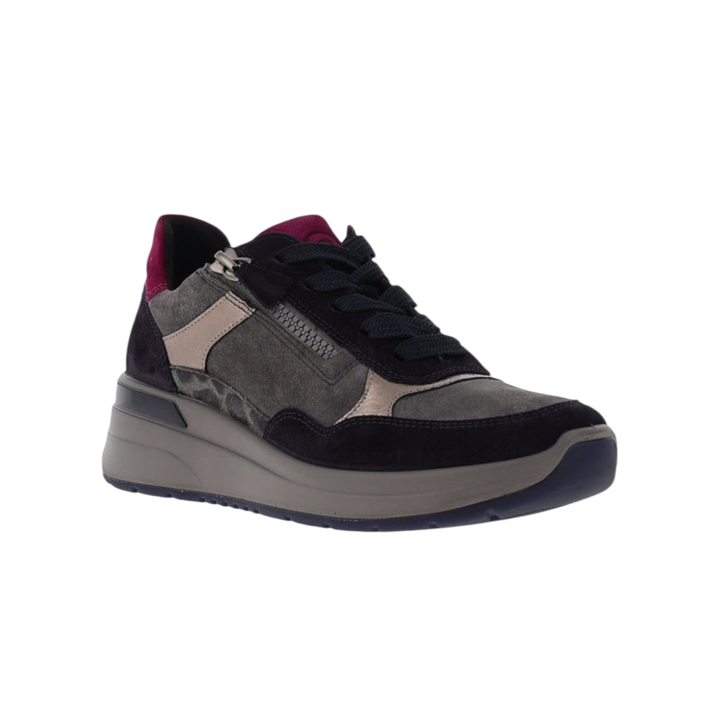 Ara Garda Grey, Black & Mulberry Trainers