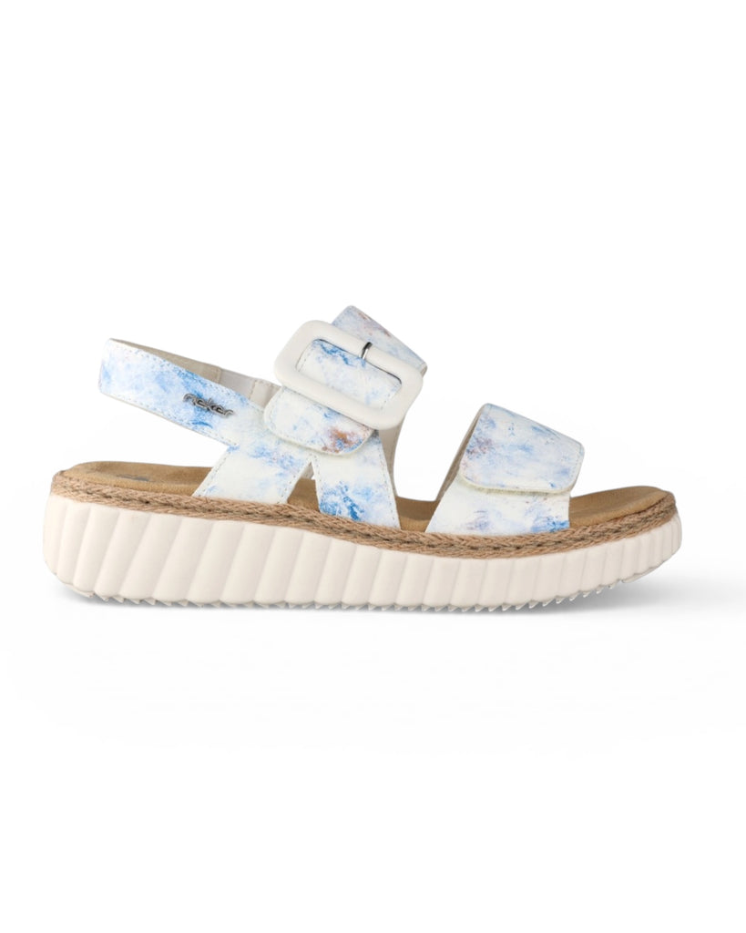 Rieker Blue & White Leather Sandal V69260-90