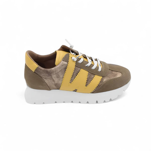 Wonders A-2476 Taupe & Yellow Gold Leather Trainers