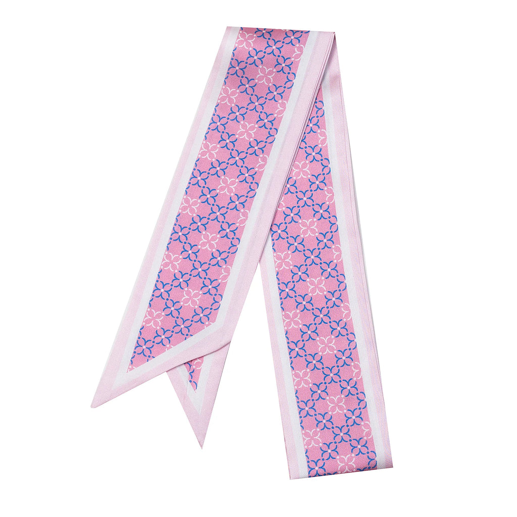 Pink & Blue Print Silk Neck Scarf