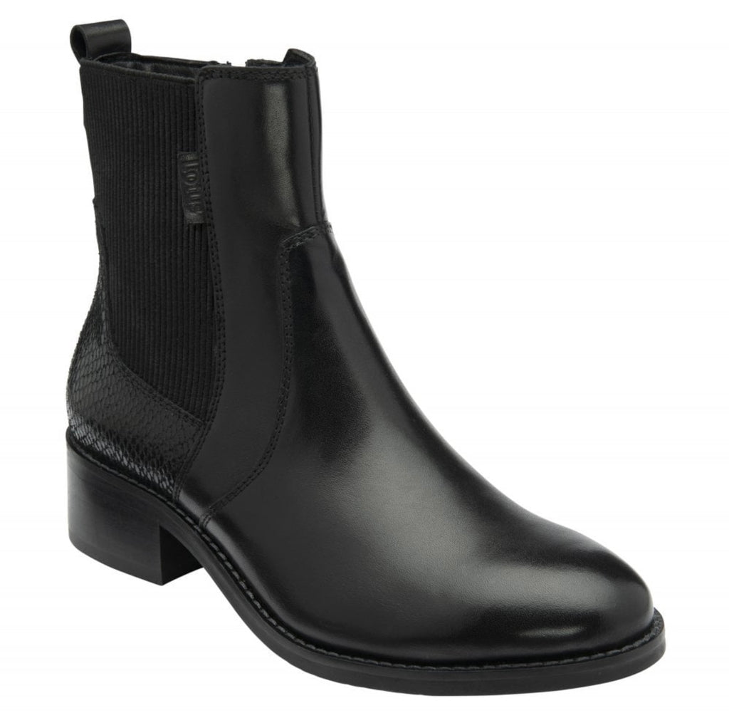 Lotus Lindley Black & Lizard Leather Ankle Boots
