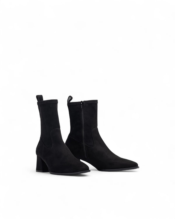 Unisa Lemico Black Suede Block Heel Boots