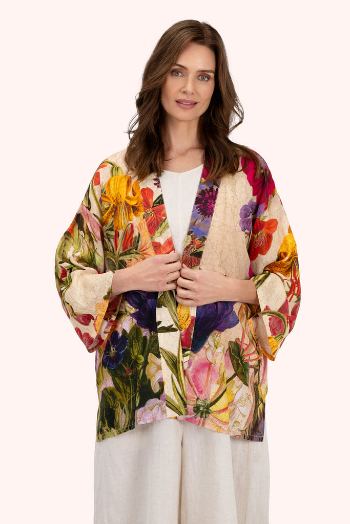 Powder Cream Posy Florals Kimono Jacket