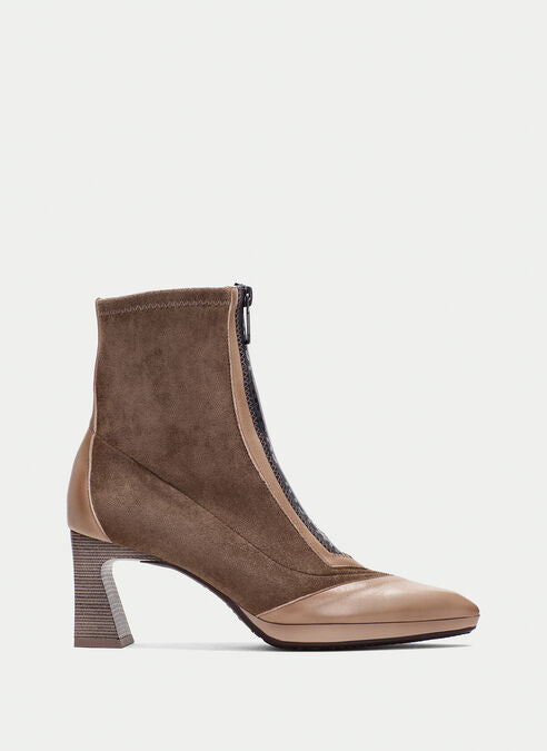 Hispanitas 254186 Taupe Suede & Leather Heeled Boots