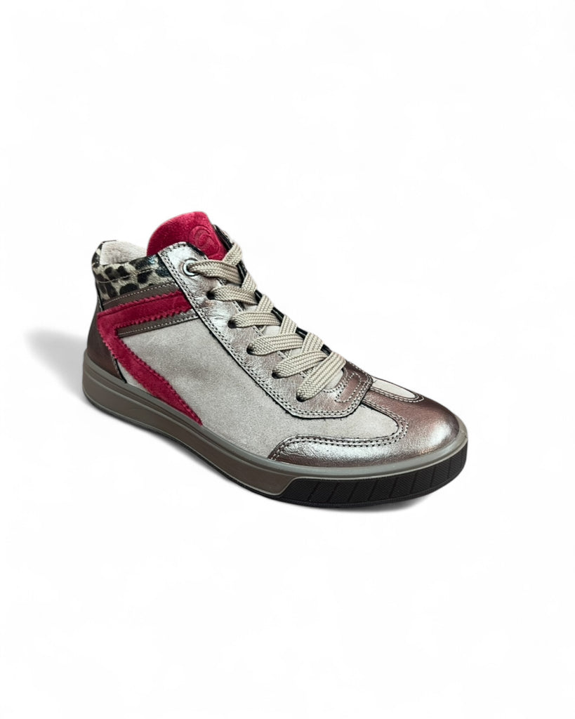 Ara ROM Pewter, Red & Leopard Trainers