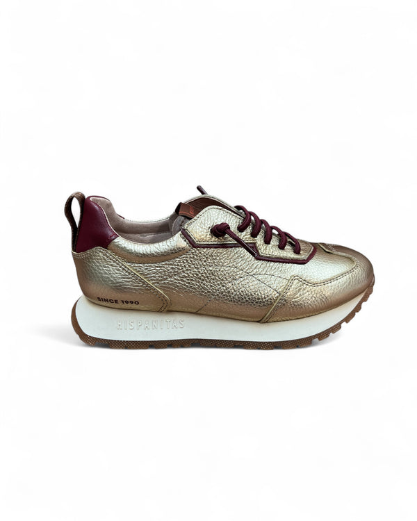Hispanitas 254312 Metallic Gold Leather Trainers