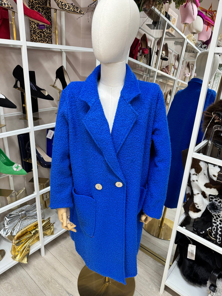 Royal Blue Double Breasted Wooly Coatigan