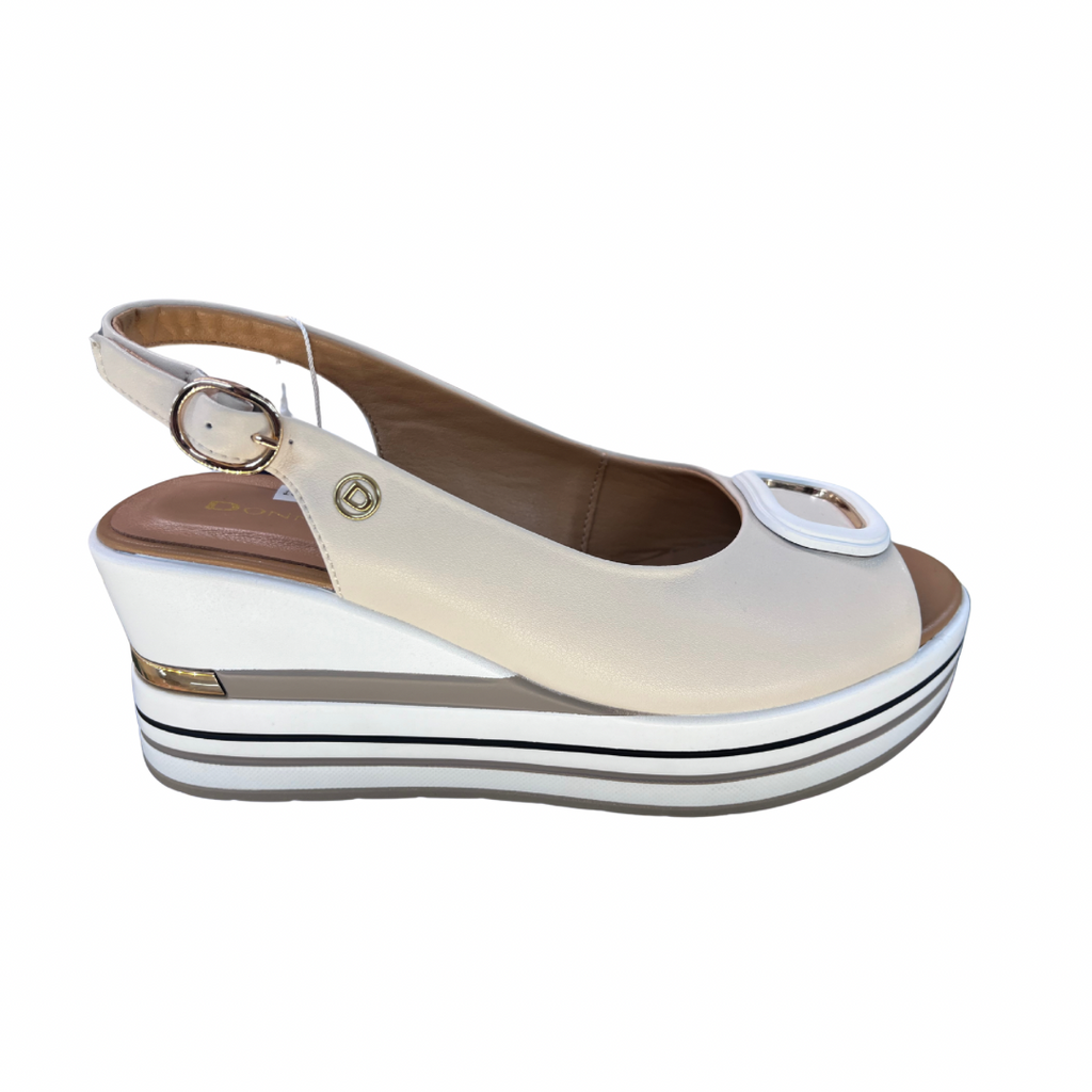 Donna Serena Lt Beige Open-Toe Wedge Slingback 156079DM