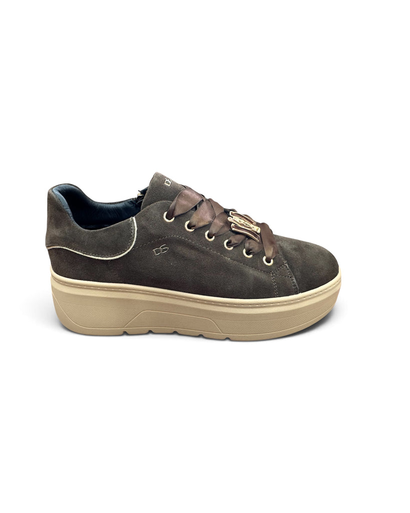 Donna Serena 676132DM Chocolate Brown Suede Flatform Trainer