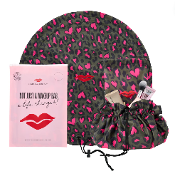 Donna May Khaki & Pink Animal Print Washable Lay Flat Makeup Bag