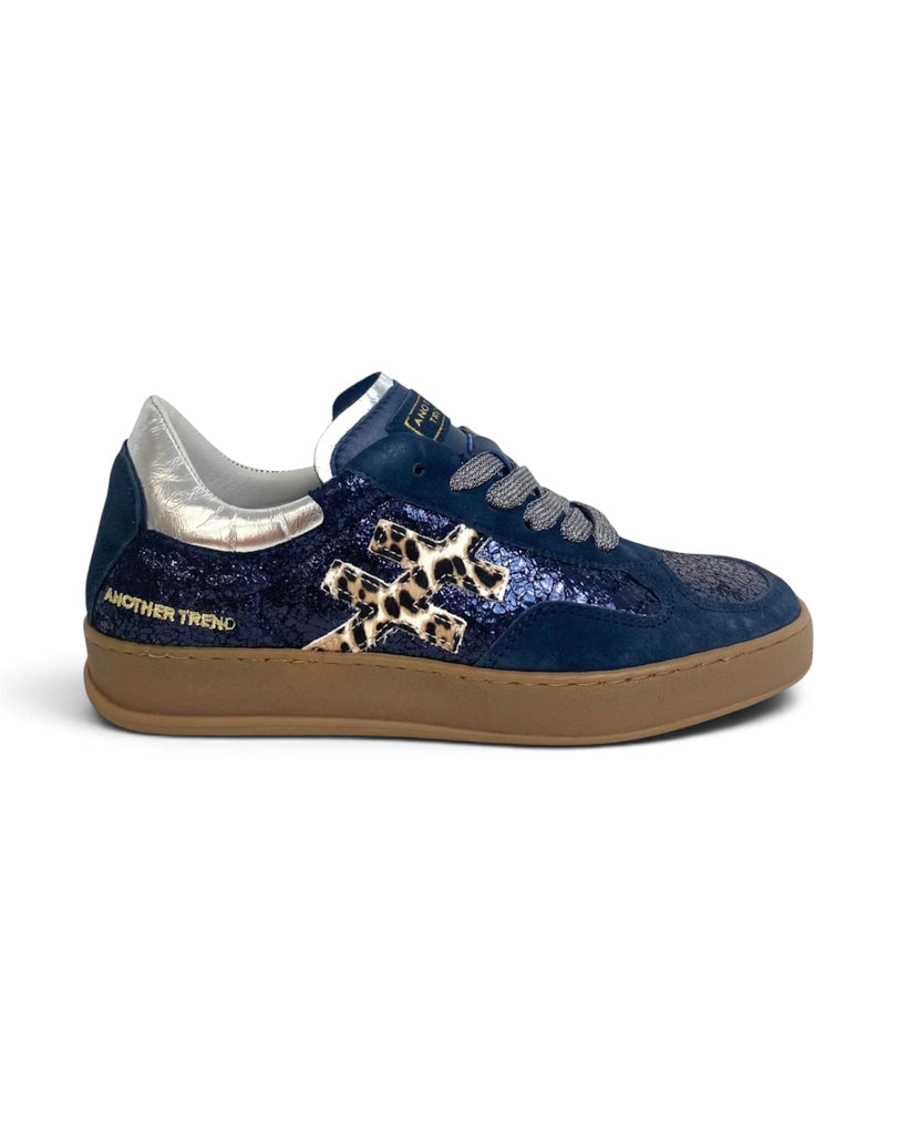 Another Trend Navy & Silver Leather Trainers