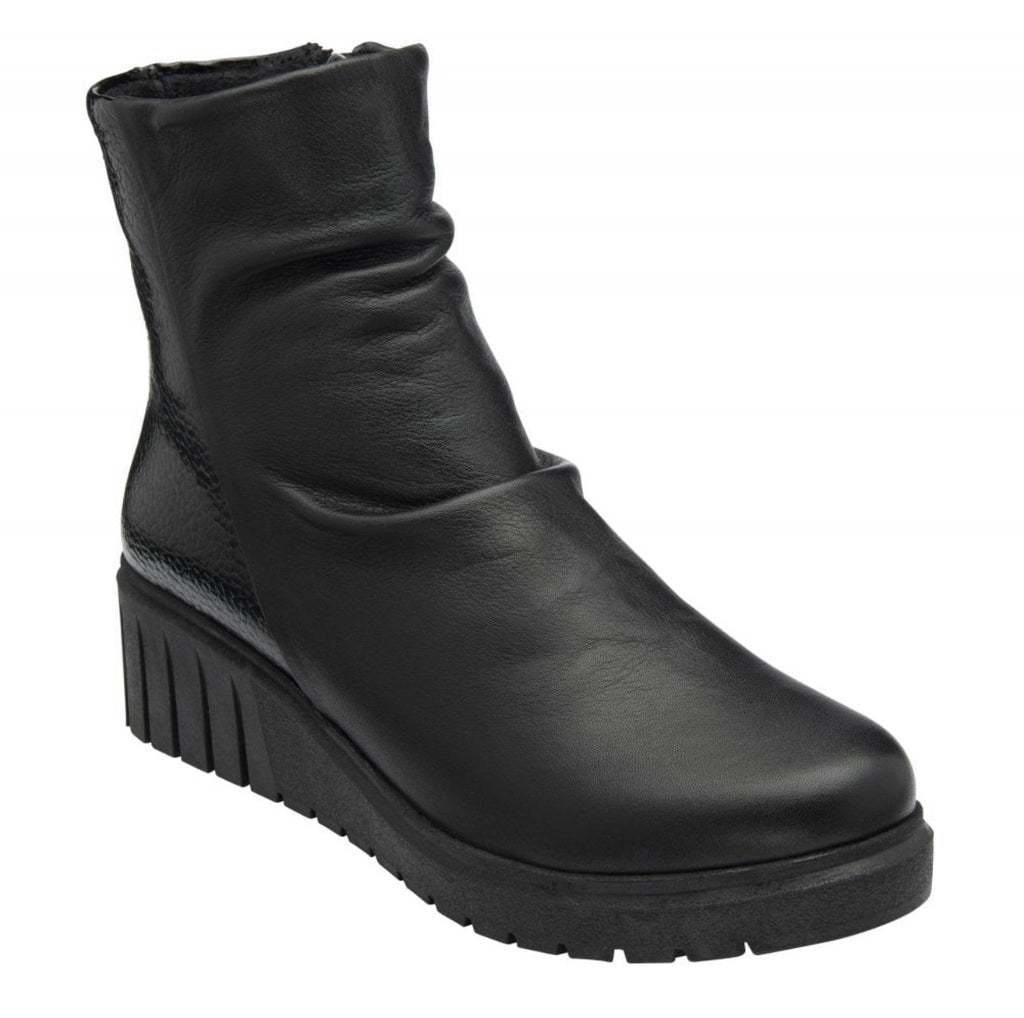 Adlee Black Leather Wedge Ankle Boots