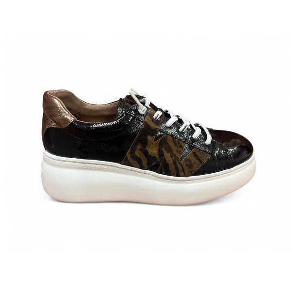 Wonders A-2660 Black Patent Trainers with Zebra Print