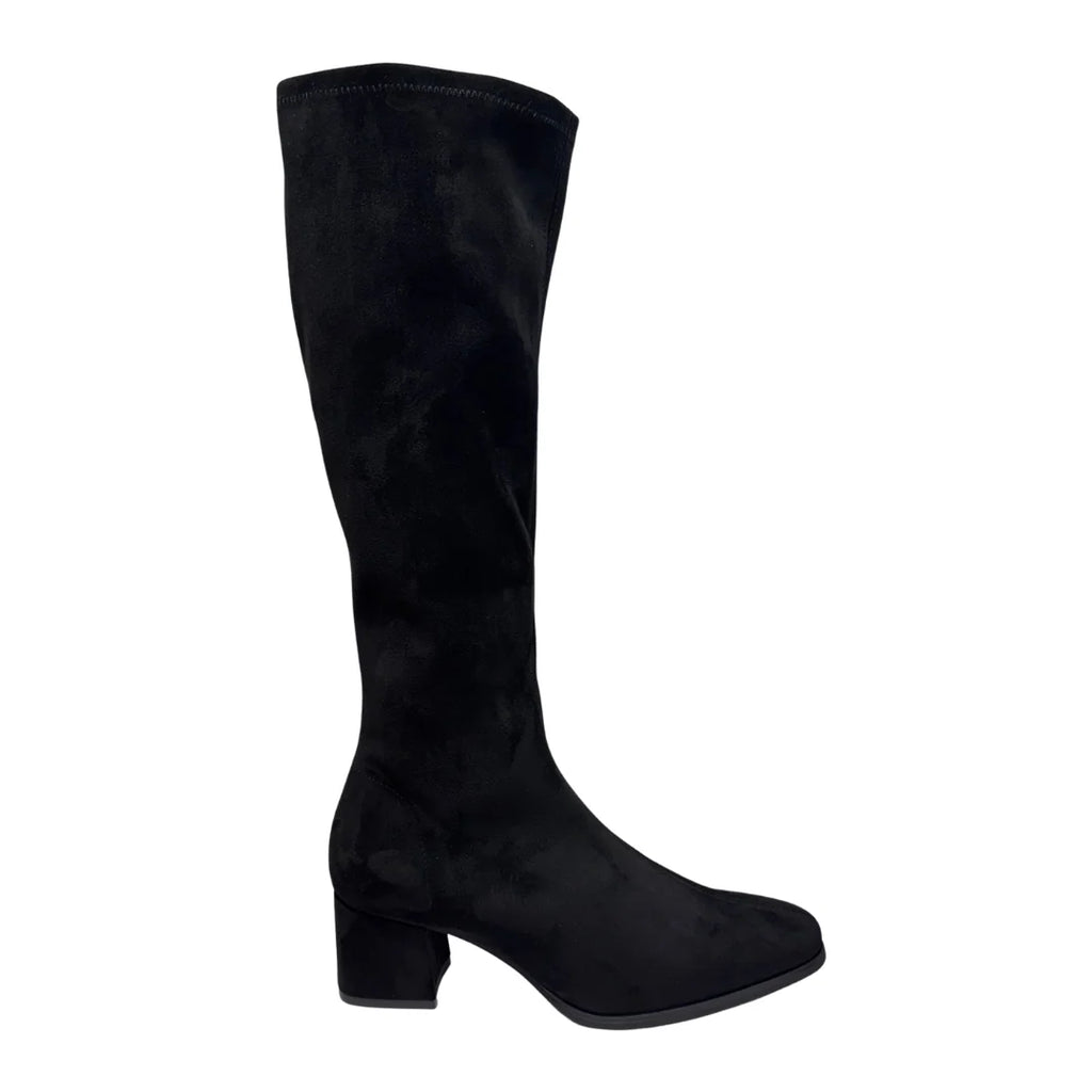 Miss Elastic 75310 Black Stretch Long Boot with block heel