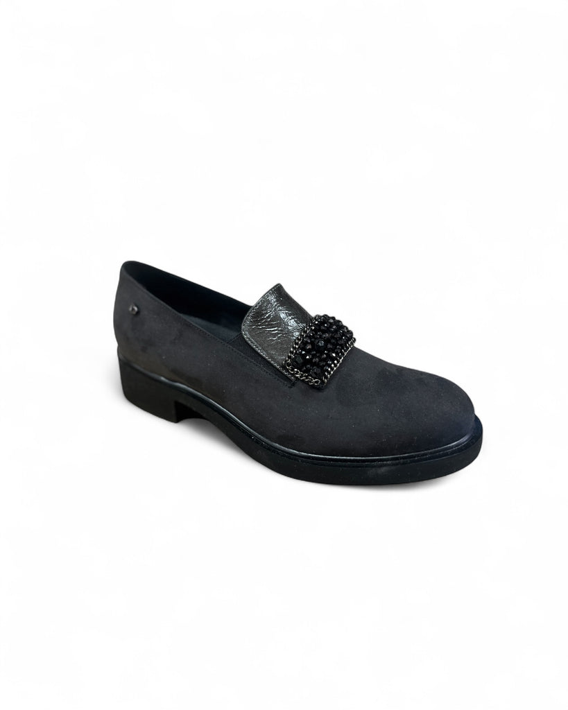 Donna Serena Camoscio Black Suede Loafers