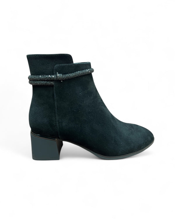 Loretta Vitale C9649 Black Suede Boots with Ankle Embellishment