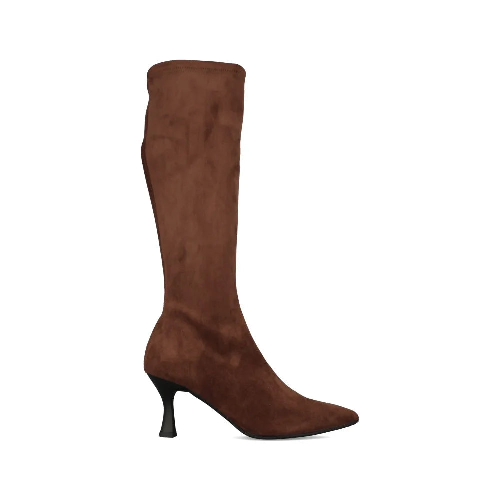 Miss Elastic 78041 Brown Pointed Stretch Long Boot