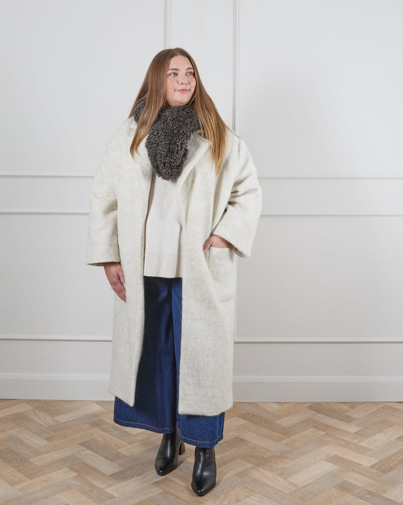 Verity Cocoa Curly Faux Fur Scarf