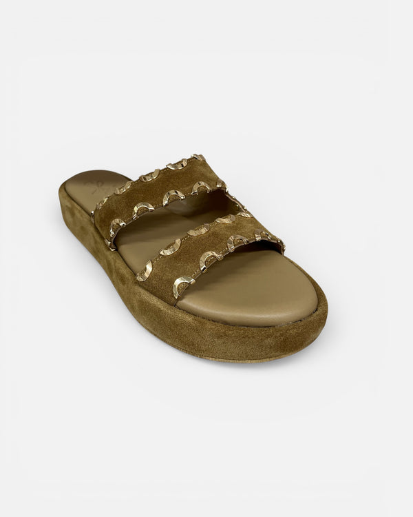 S. Piero Tan Double Strap Flatform Sandals
