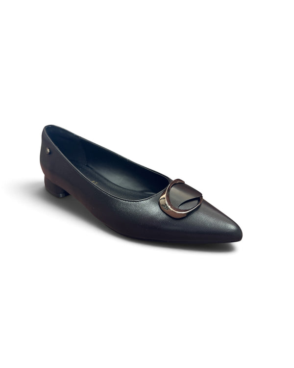 Donna Serena 2A6232DP Black Leather Pointed Loafer