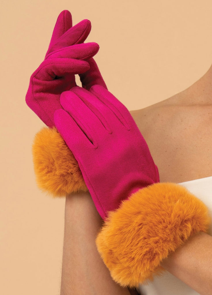 Bettina Magenta & Mustard Gloves