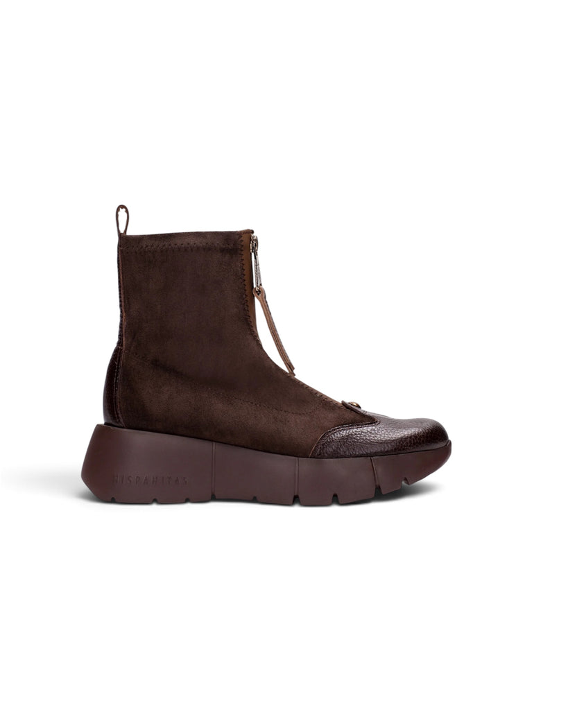 Hispanitas HI265104 Montana Suede Chocolate Front Zip Trainer Boots