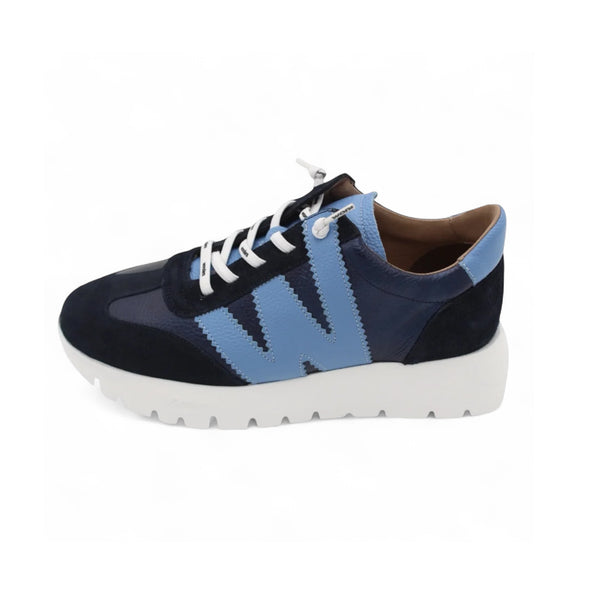 Wonders A-2476 Navy & Blue Leather Trainers