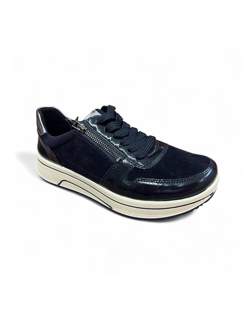 Ara Sapporo Navy & Cream Leather Trainers
