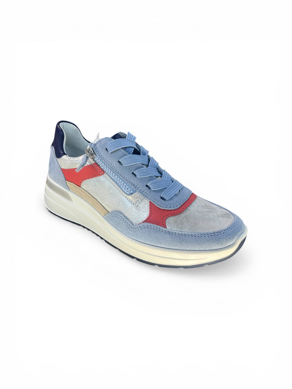 Ara Garda Silver, Blue, Strawberry Leather Trainers