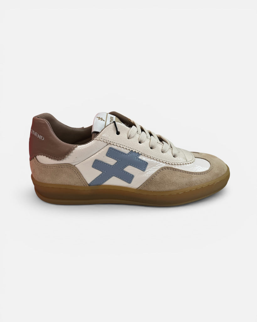 Another Trend White Patent, Beige & Blue Gum Sole Trainers