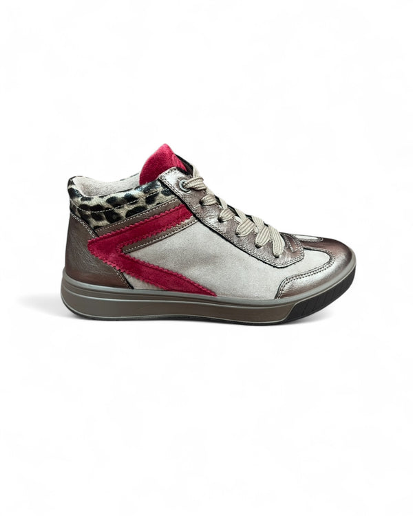 Ara ROM Pewter, Red & Leopard Trainers