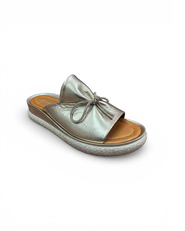 Loretta Vitale Gold Slider Sandals