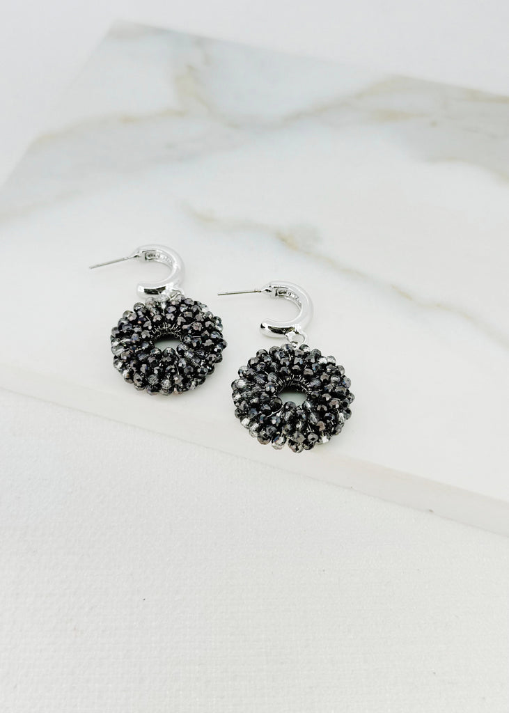 Silver & Grey Crystal Statement Drop Earrings
