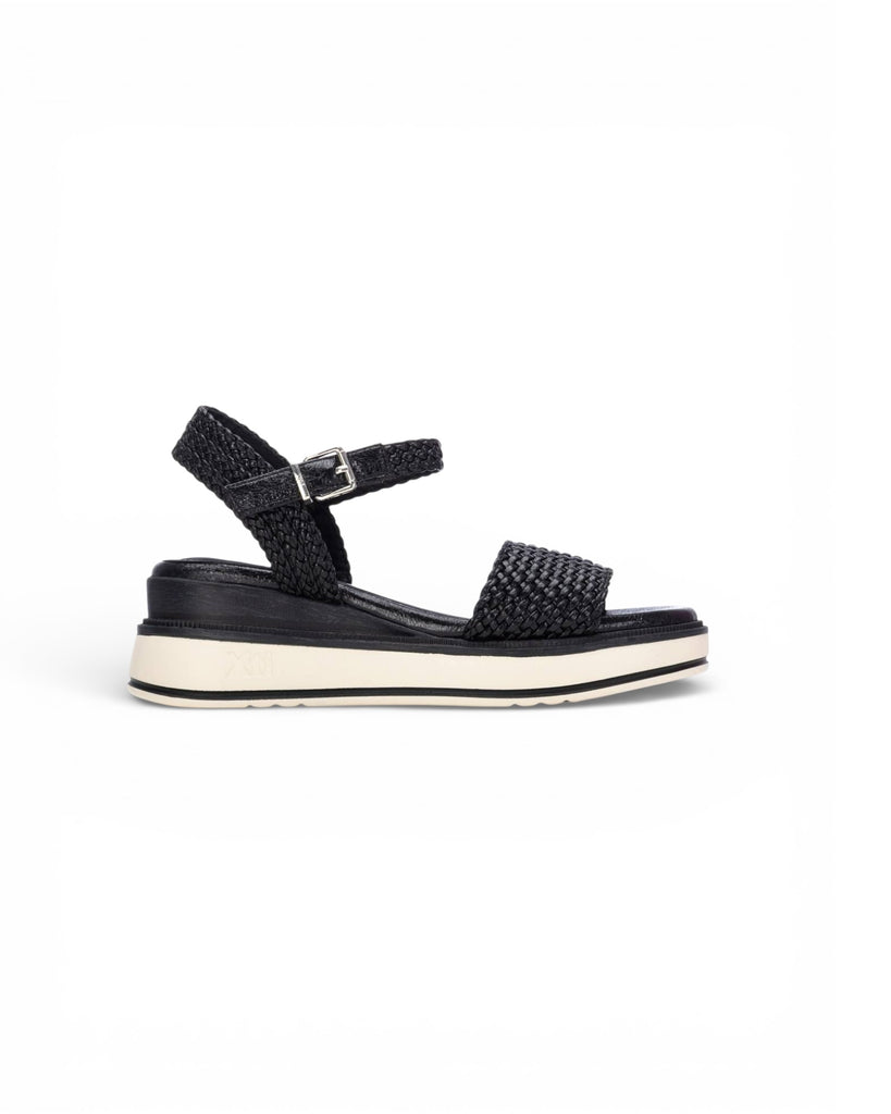 XTI Black Woven Double Strap Sandal 145251