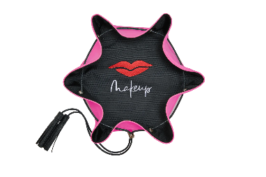Donna May Raspberry Mini Leather Lay Flat Makeup Bag