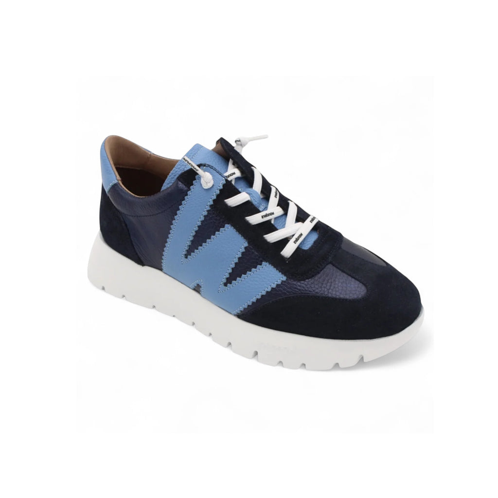 Wonders A-2476 Navy & Blue Leather Trainers
