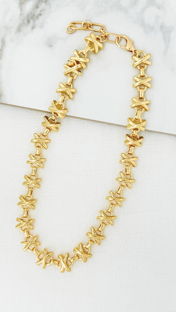 Gold X Chunky Chain Necklace