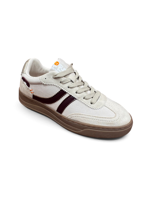 Refresh 176221 Beige & Burgundy Gum Sole Trainers