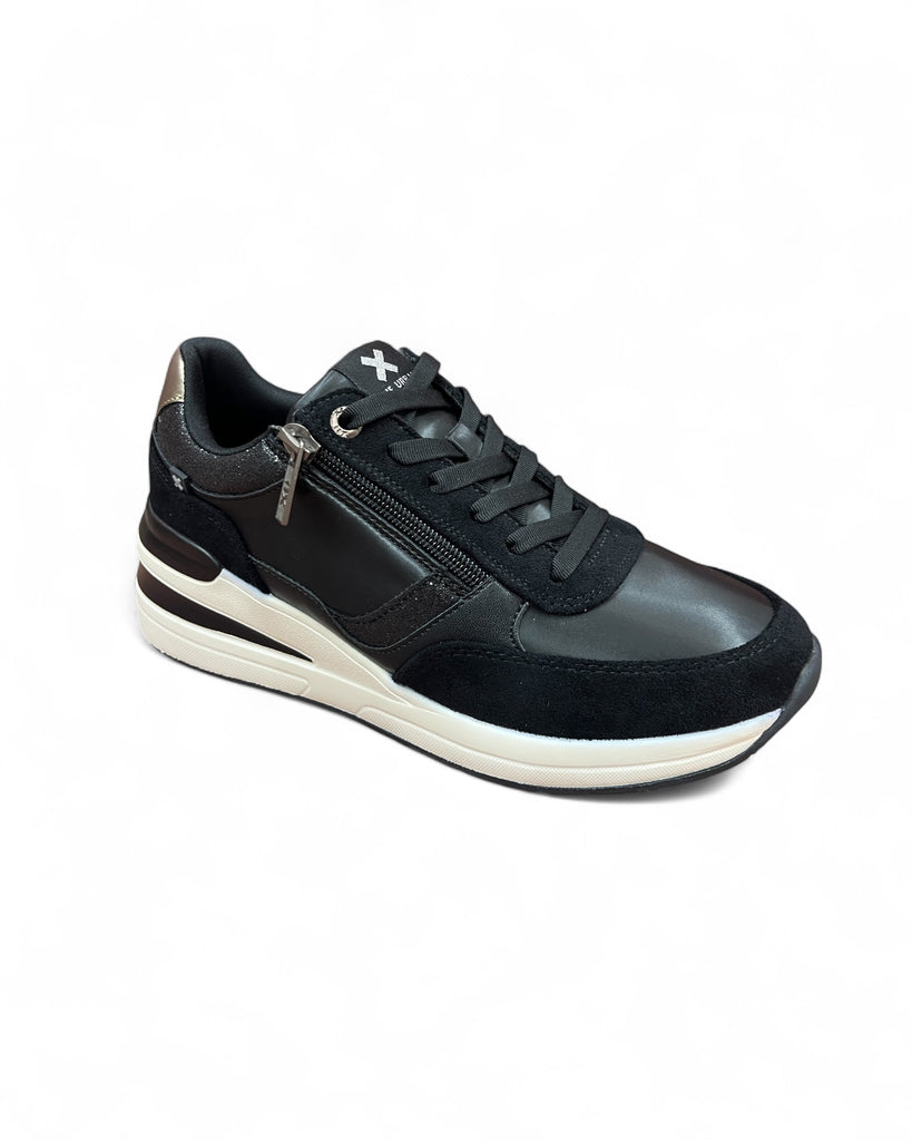 XTI Black Wedge Trainers with Side Zip