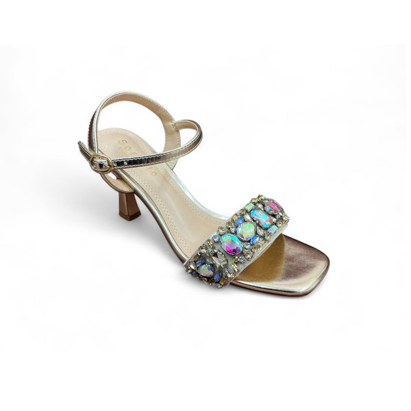 Sorento Glin Gold Gem Heeled Sandals