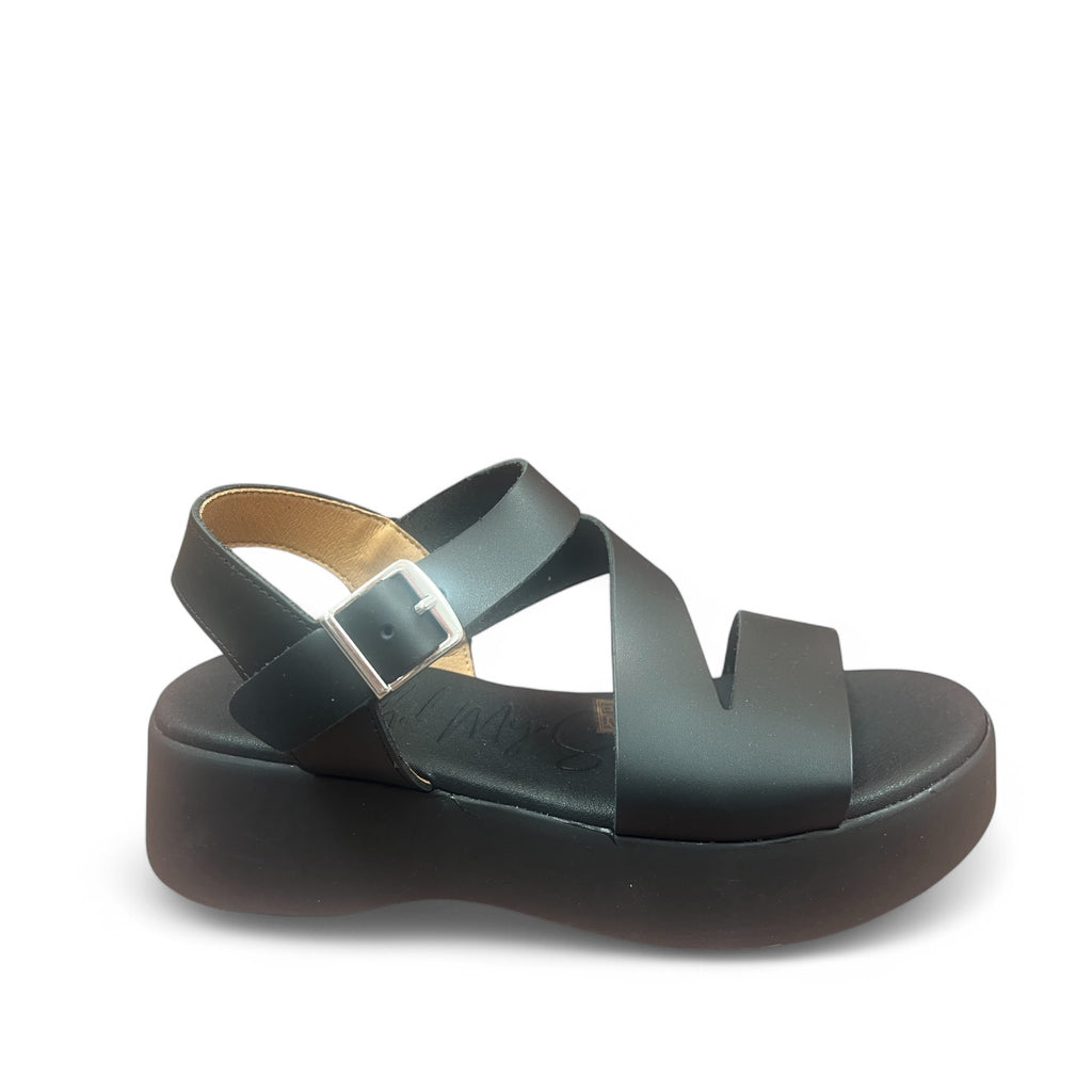 Oh My Sandal Black Leather Platform Sandals