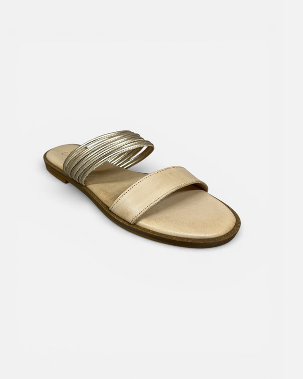 S. Piero Natural Leather Double Strap Sandals