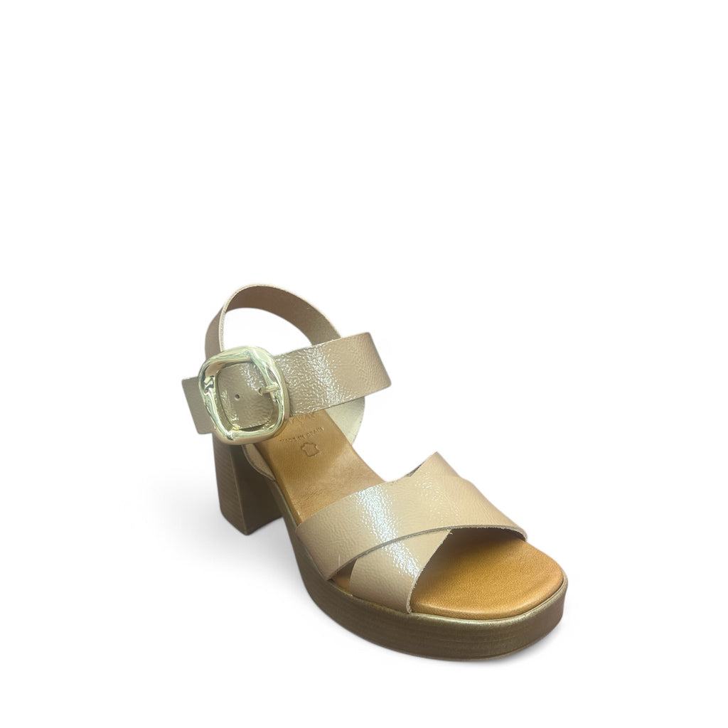 Oh My Sandal Taupe Leather Chunky Heel Sandals