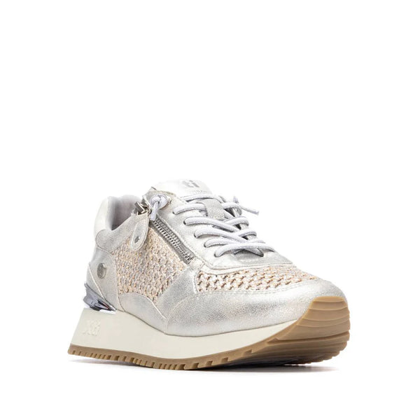 XTI Silver Wedge Trainers with Bungee Laces 145194