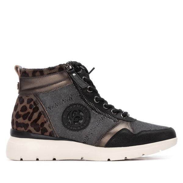 Carmela Black Leather Ankle Boots