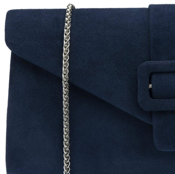 Navy Suede Aletta Clutch Bag