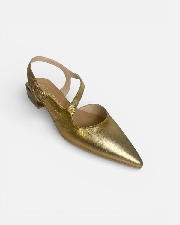 Hispanitas Lila Gold Strappy Flat Pointed Shoe HV264773