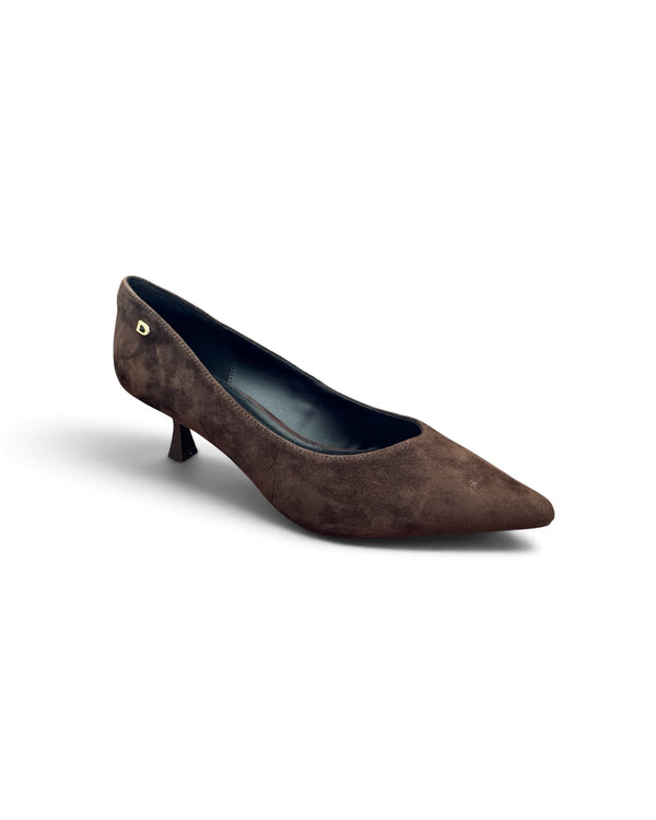 Donna Serena 436074DP Brown Suede Pointed Court Shoes